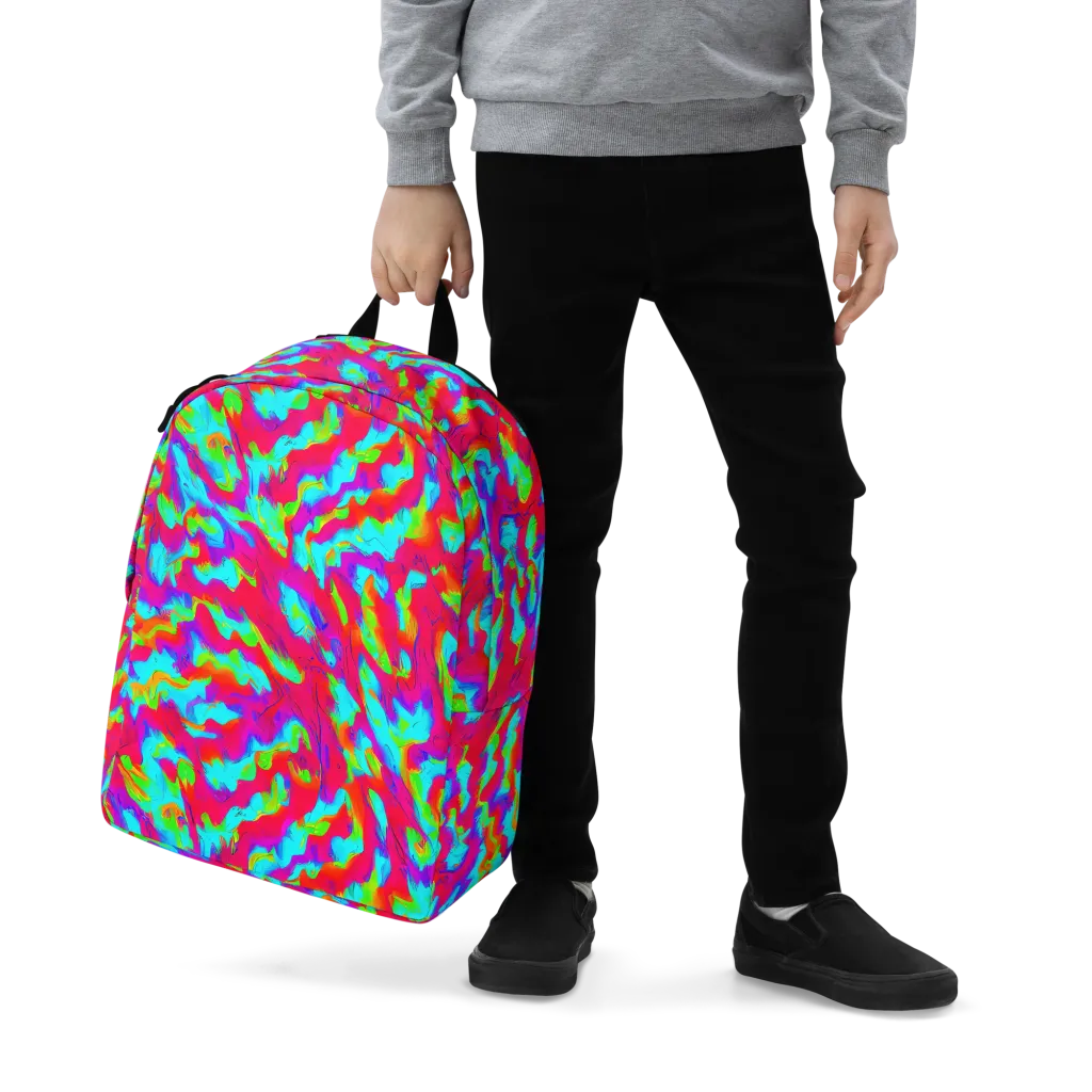 Fluorescent Cascade on Minimalist Backpack — Zoomed-in