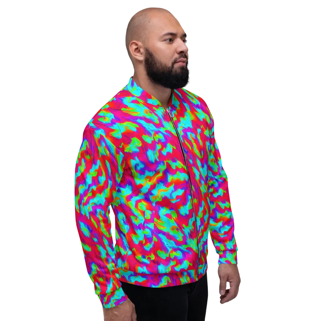 Fluorescent Cascade on Bomber Jacket — Right