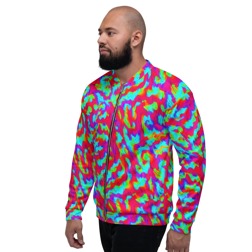 Fluorescent Cascade on Bomber Jacket — Left