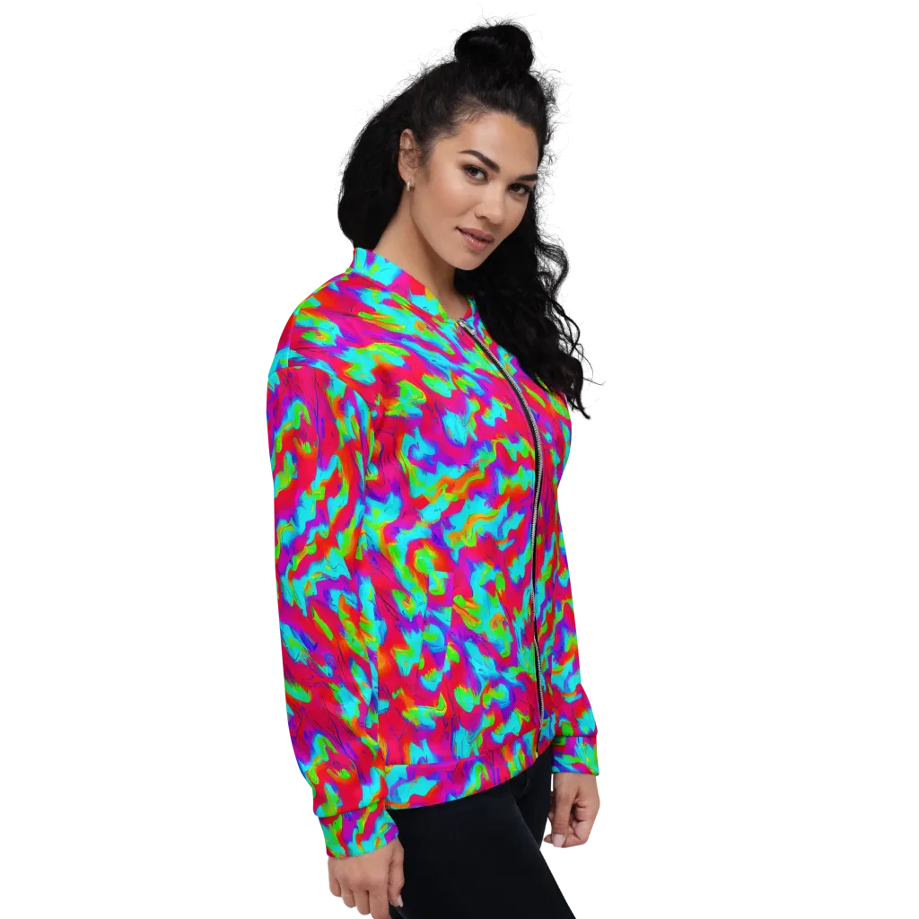 Fluorescent Cascade on Bomber Jacket — Right