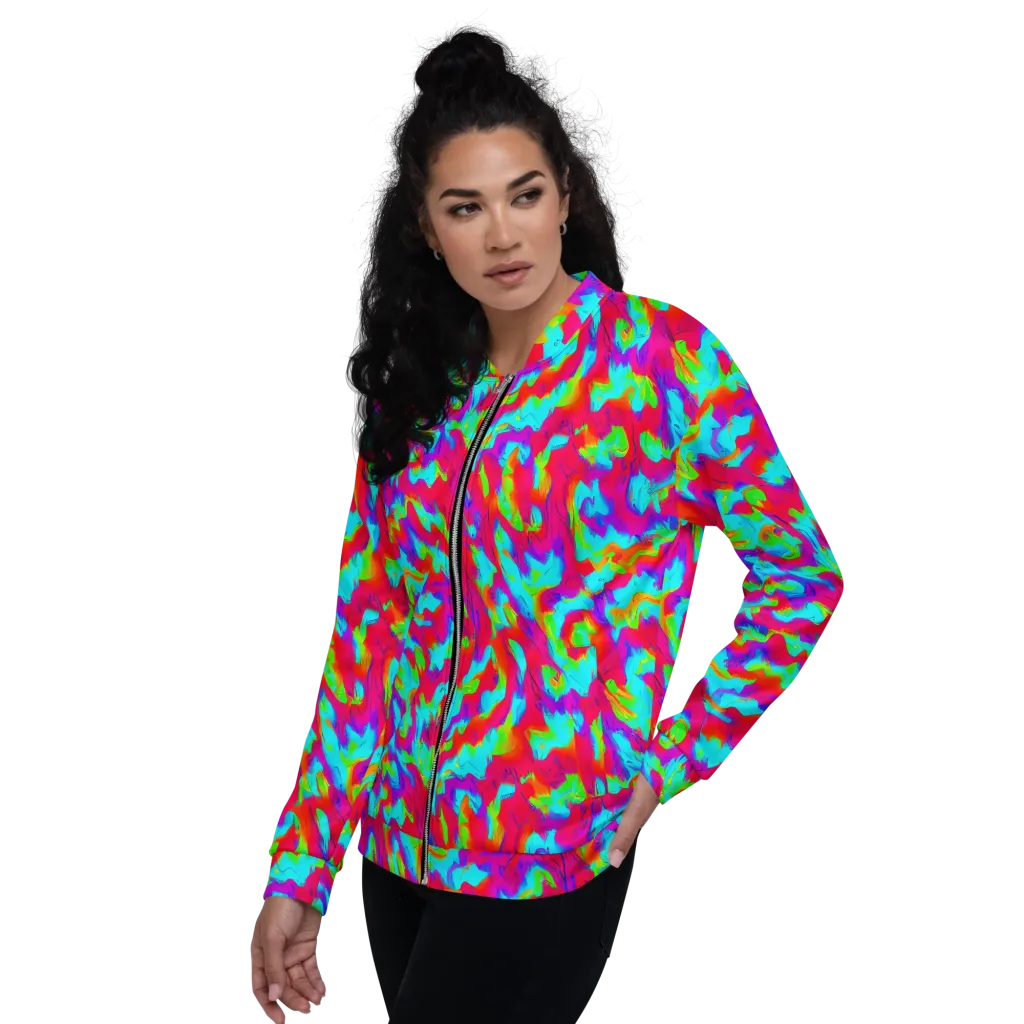 Fluorescent Cascade on Bomber Jacket — Left