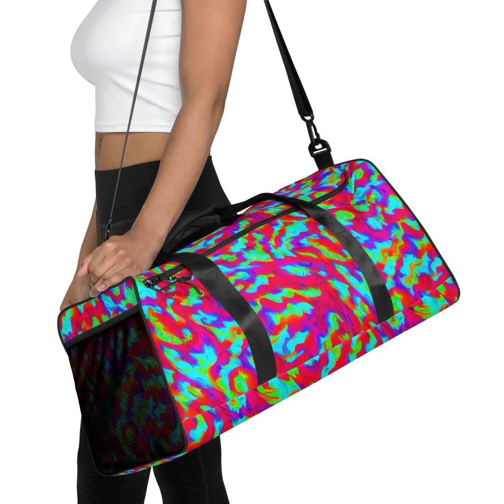 Fluorescent Cascade on Duffle Bag — Front