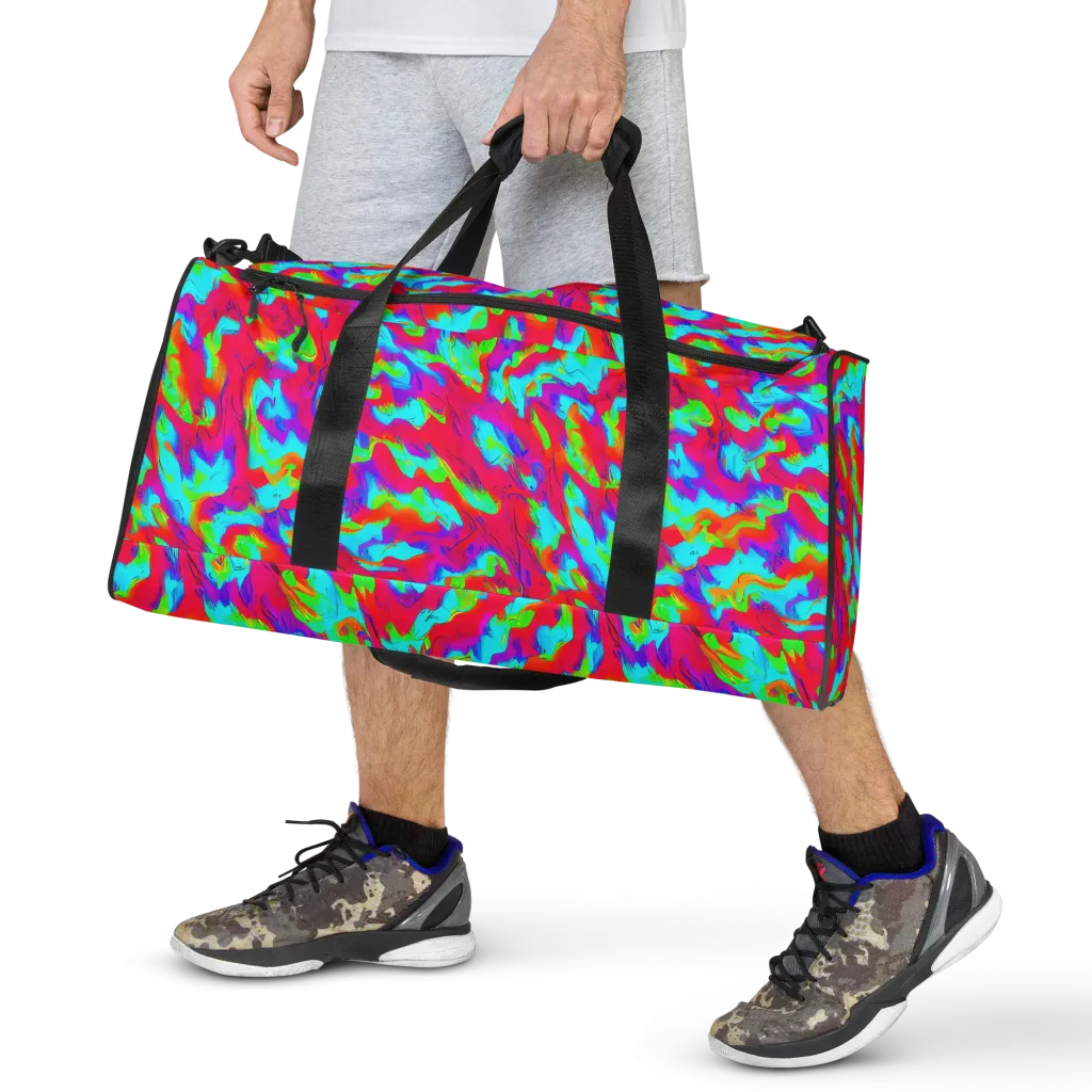 Fluorescent Cascade on Duffle Bag — Front