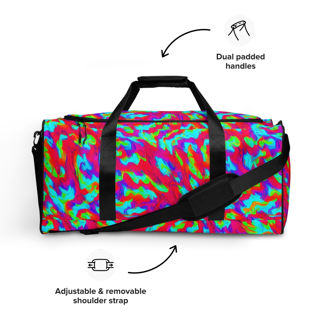 Fluorescent Cascade on Duffle Bag — Front