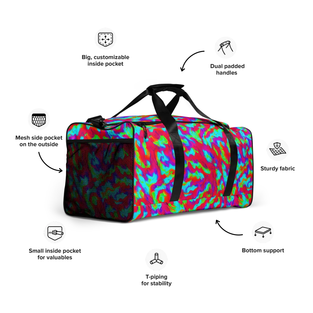 Fluorescent Cascade on Duffle Bag — Right Front