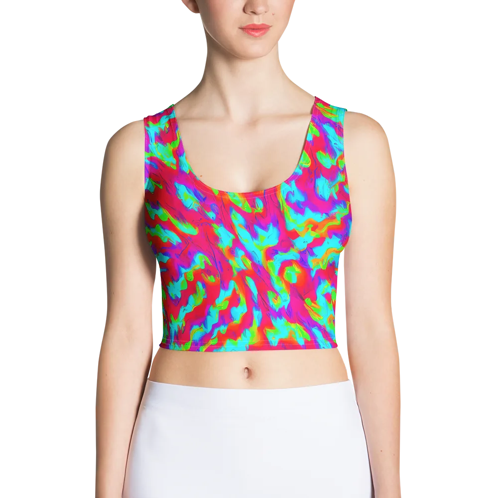 Fluorescent Cascade on Crop Top — Front