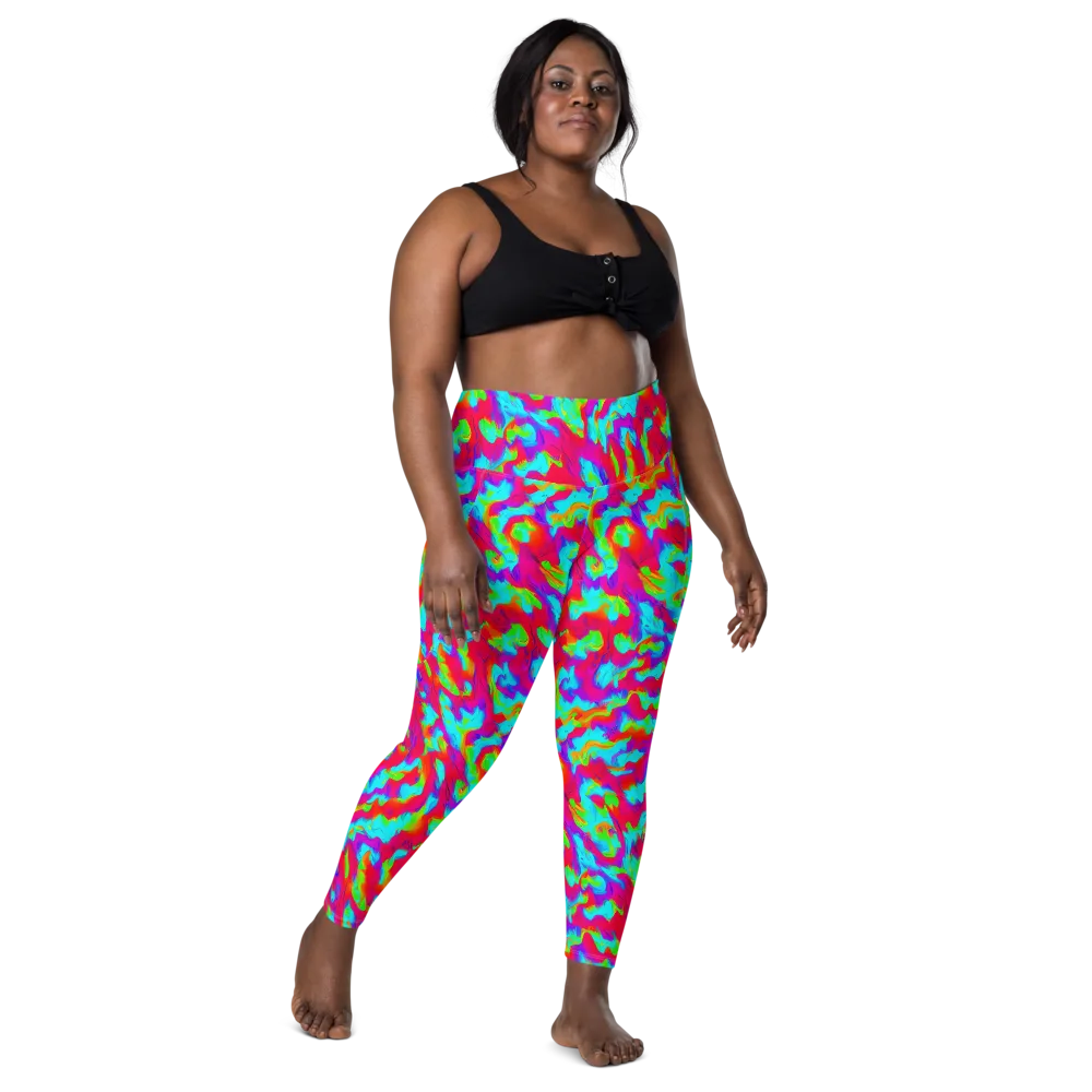 Fluorescent Cascade on Leggings with Pockets — Front