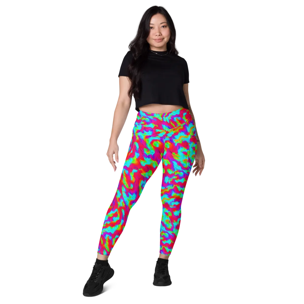 Fluorescent Cascade on Leggings with Pockets — Front