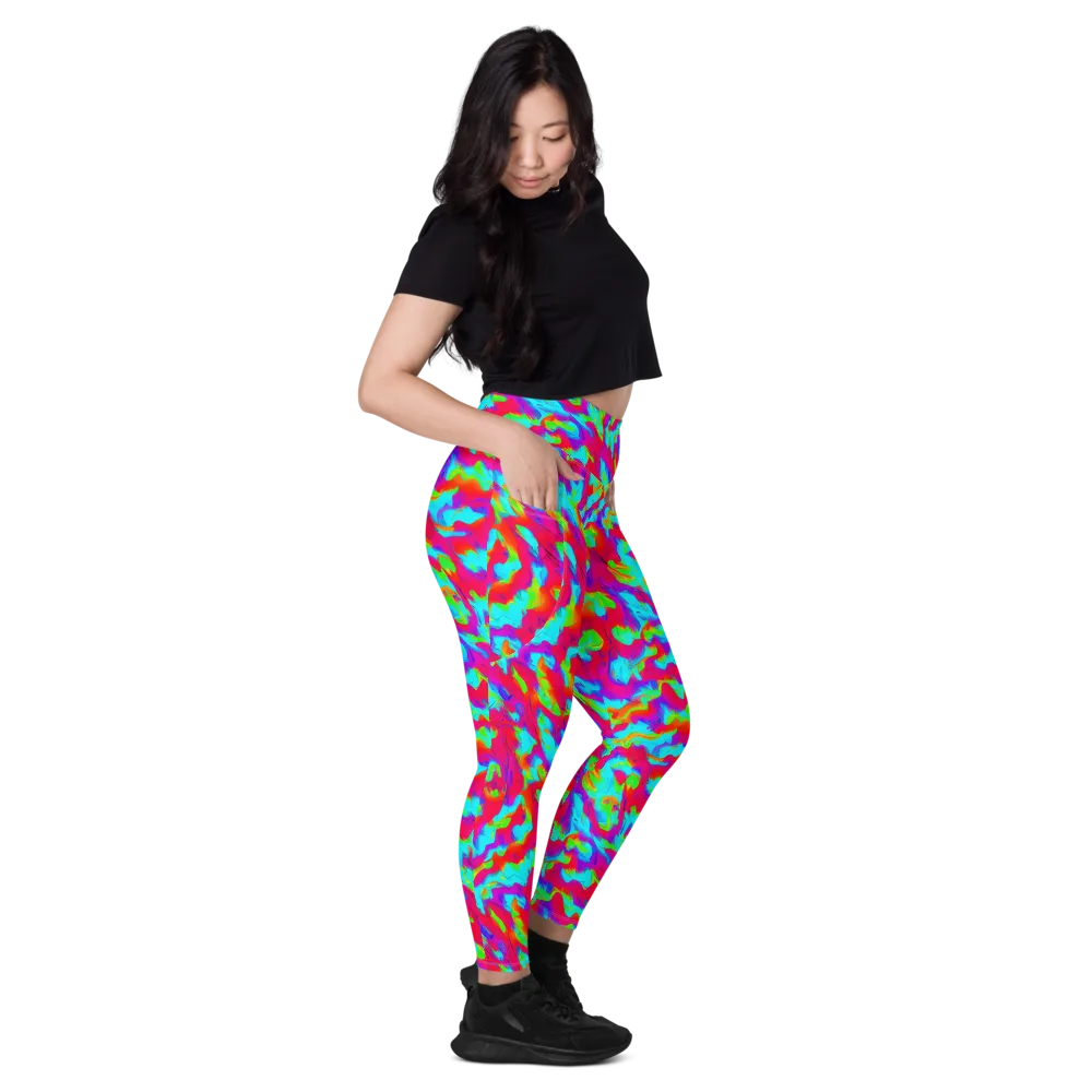 Fluorescent Cascade on Leggings with Pockets — Right