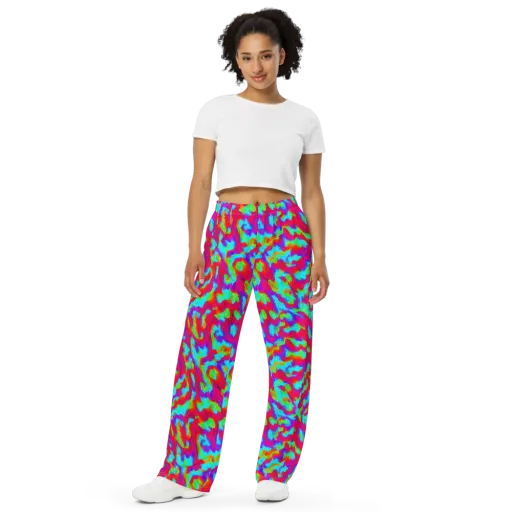 Fluorescent Cascade on a Wide-Leg Pants