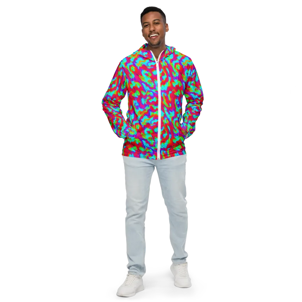 Fluorescent Cascade on Men's Windbreaker — Front