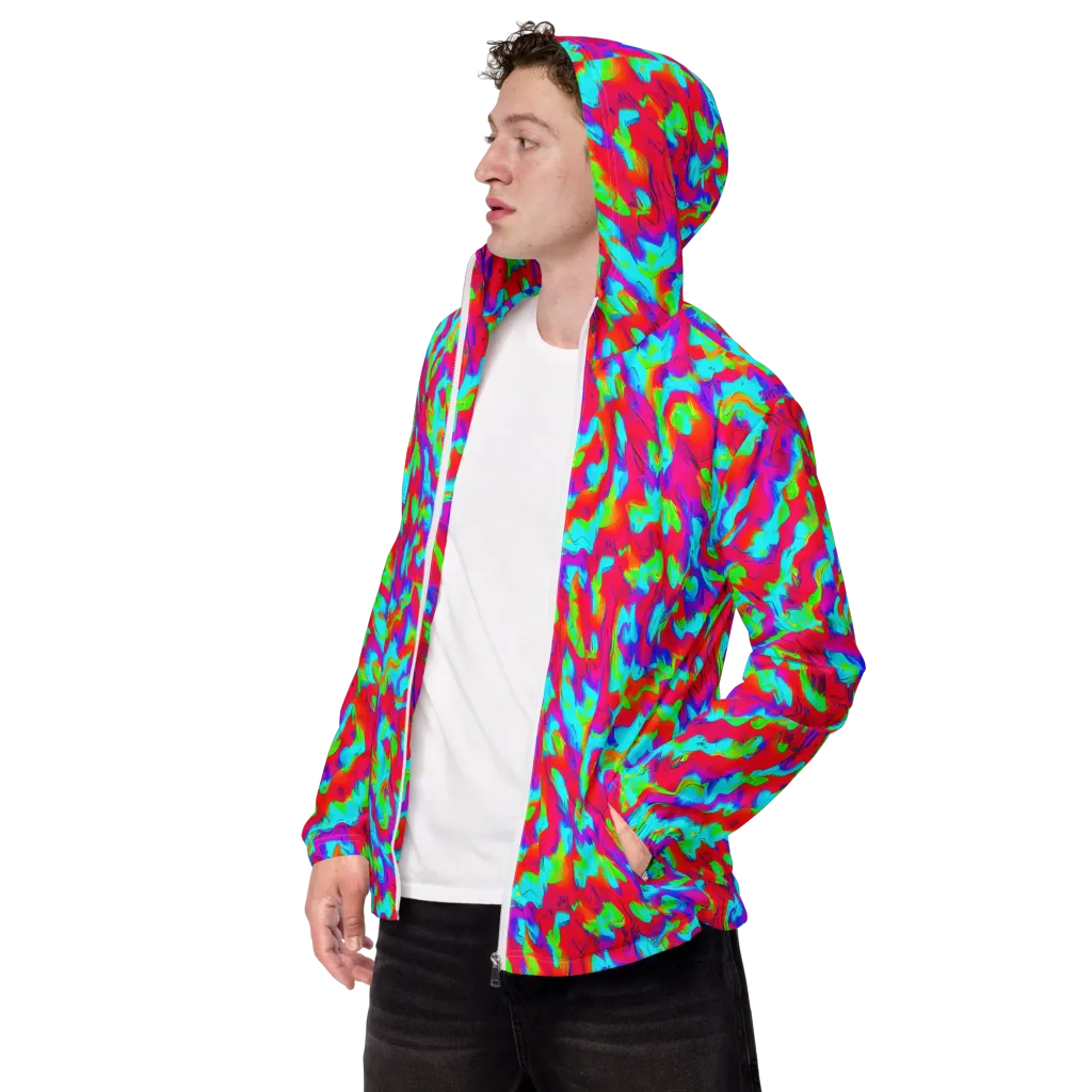 Fluorescent Cascade on Men's Windbreaker — Left Front