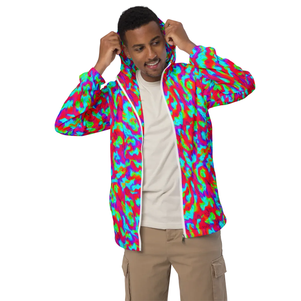 Fluorescent Cascade on Men's Windbreaker — Front