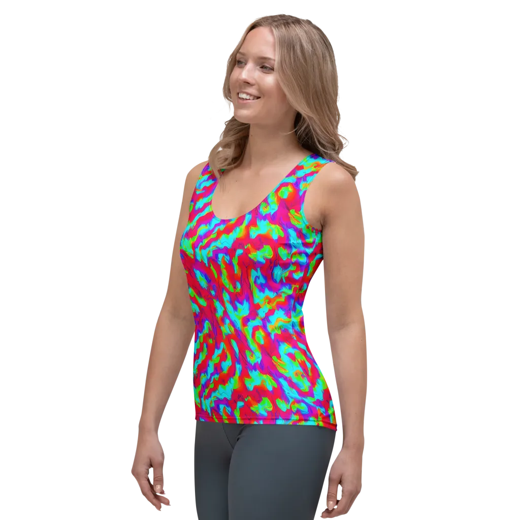 Fluorescent Cascade on Women's Tank Top — Left Front