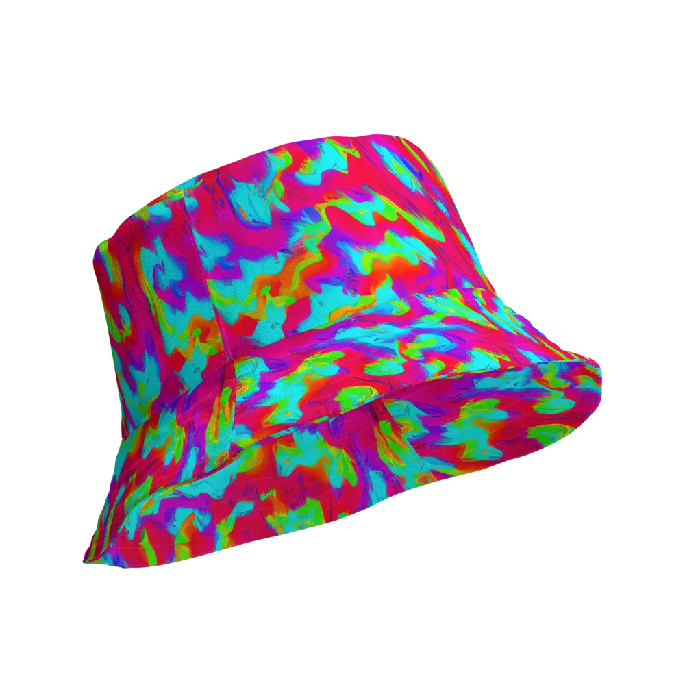 Fluorescent Cascade on Reversible Bucket Hat — Product details Outside