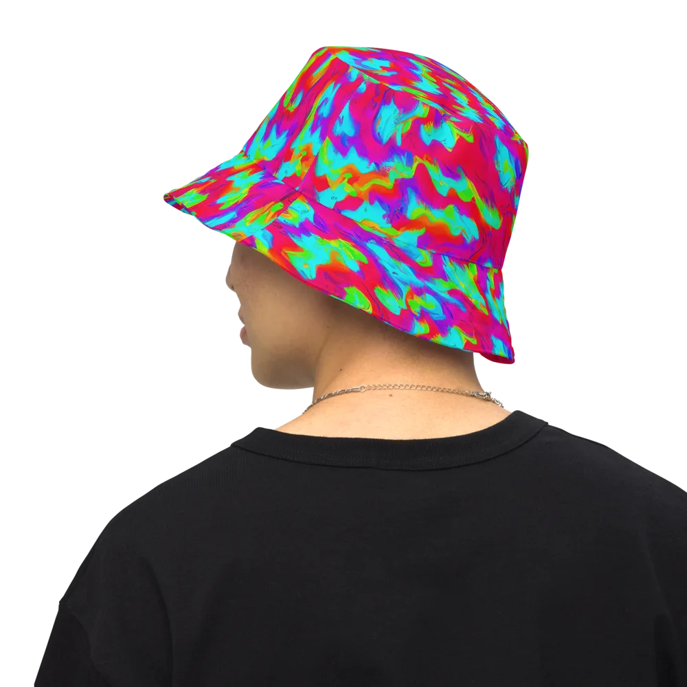 Fluorescent Cascade on Reversible Bucket Hat — Back Inside