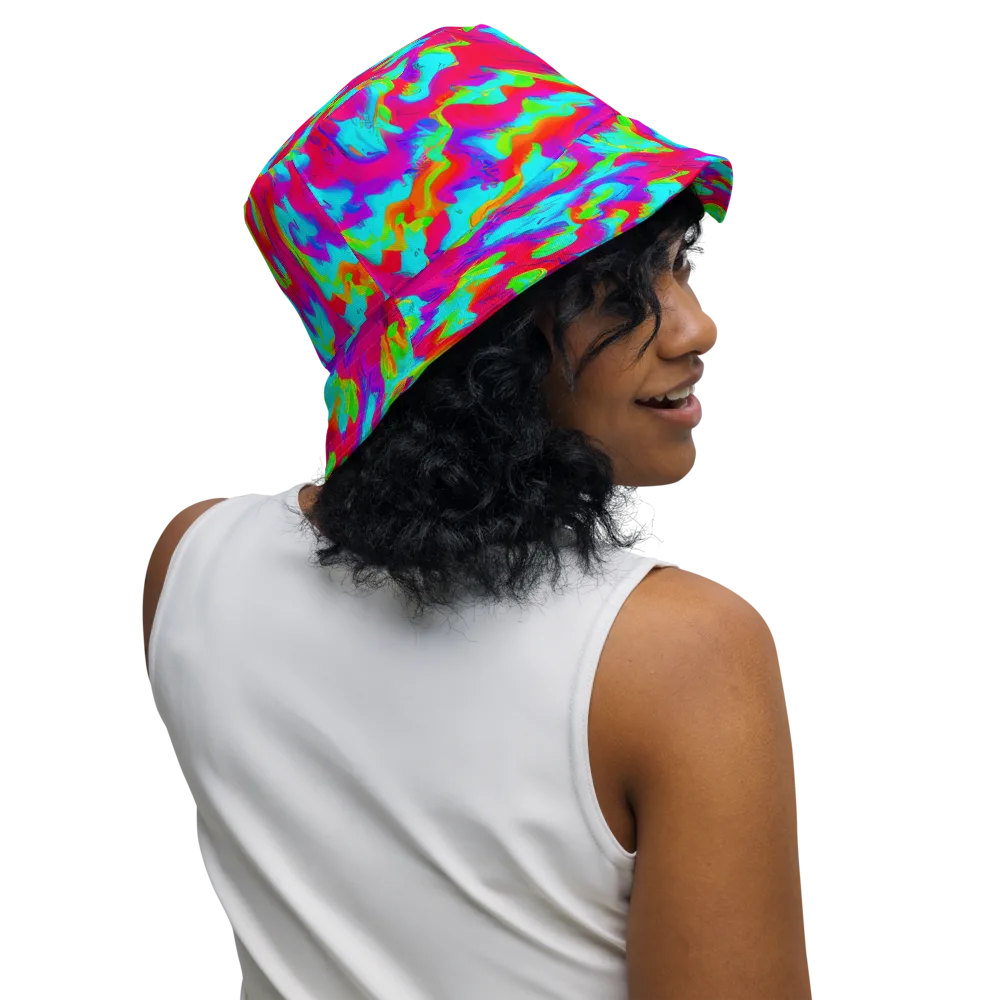 Fluorescent Cascade on Reversible Bucket Hat — Right Outside