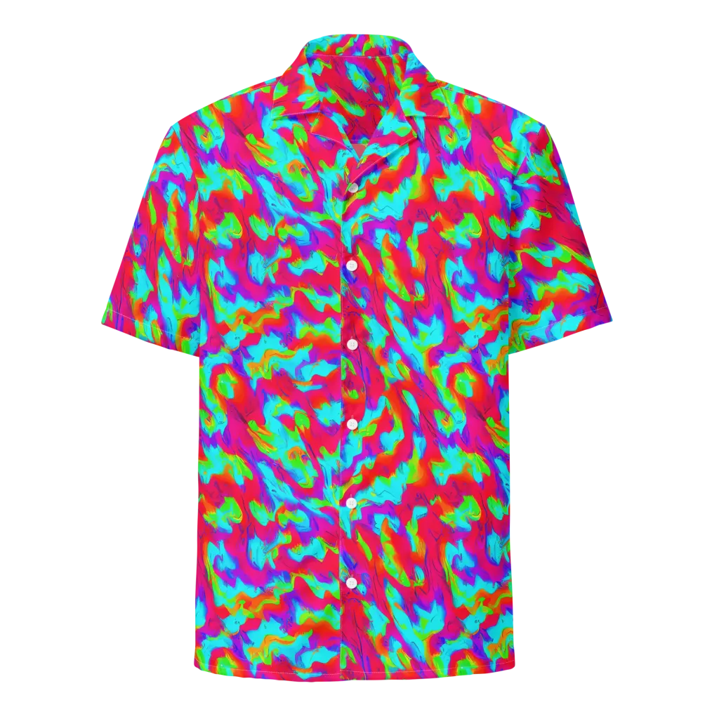 Fluorescent Cascade on Button Shirt — Front
