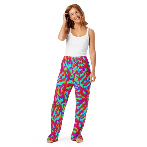Fluorescent Cascade on a Women's Pajama Pants