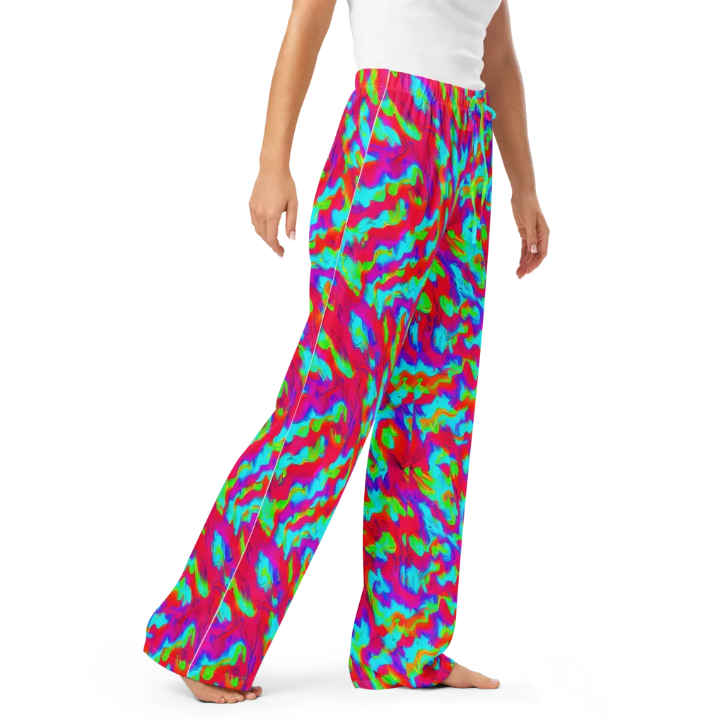 Fluorescent Cascade on Women's Pajama Pants — Right Front
