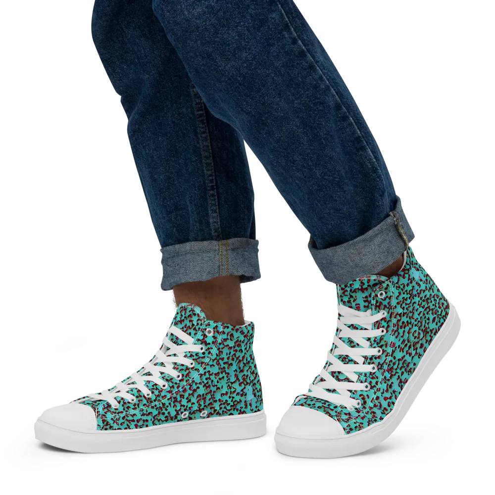 Neon Hide on Men's High Top Canvas Shoes — Left