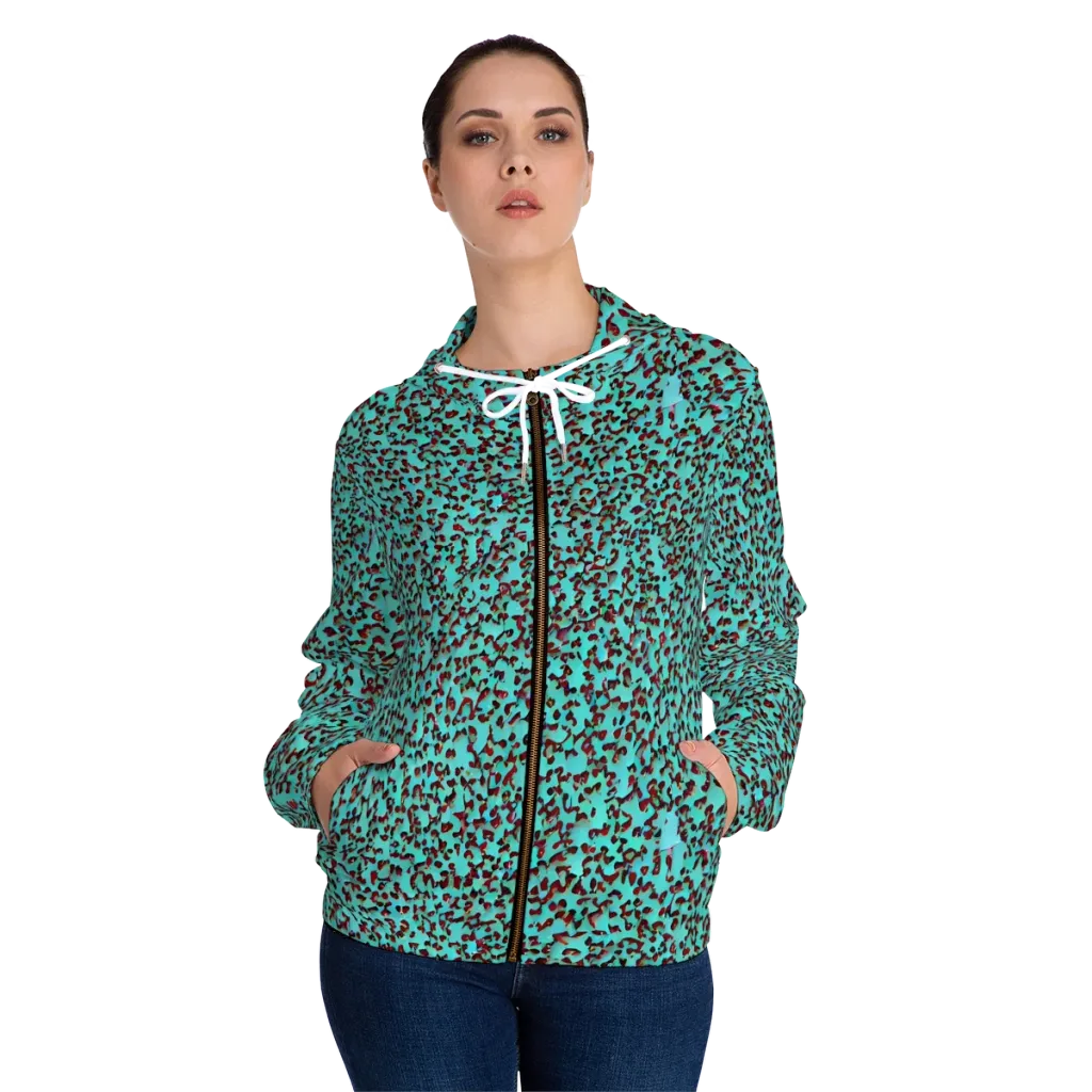 Neon Hide on Women's Full-Zip Hoodie — Front On Person