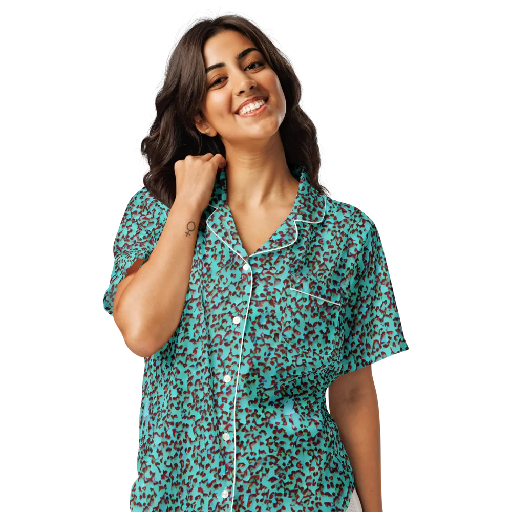 Neon Hide on Women's Short Sleeve Pajama Top — Front