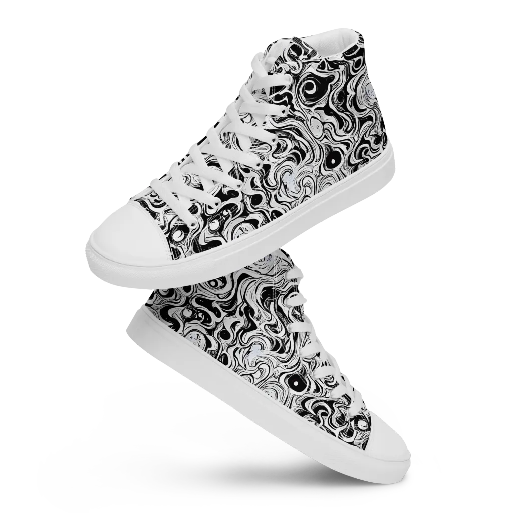 Whorl Theory on Men's High Top Canvas Shoes — Front