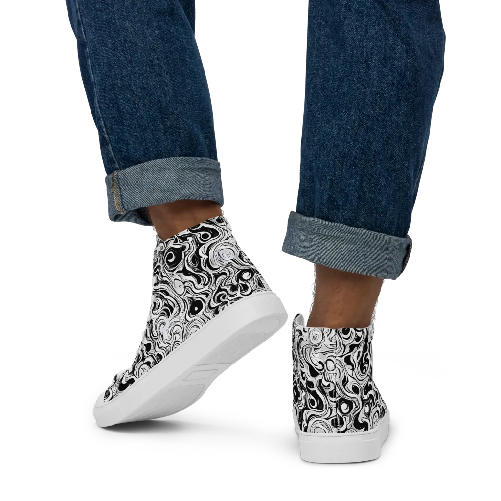 Whorl Theory on Men's High Top Canvas Shoes — Back