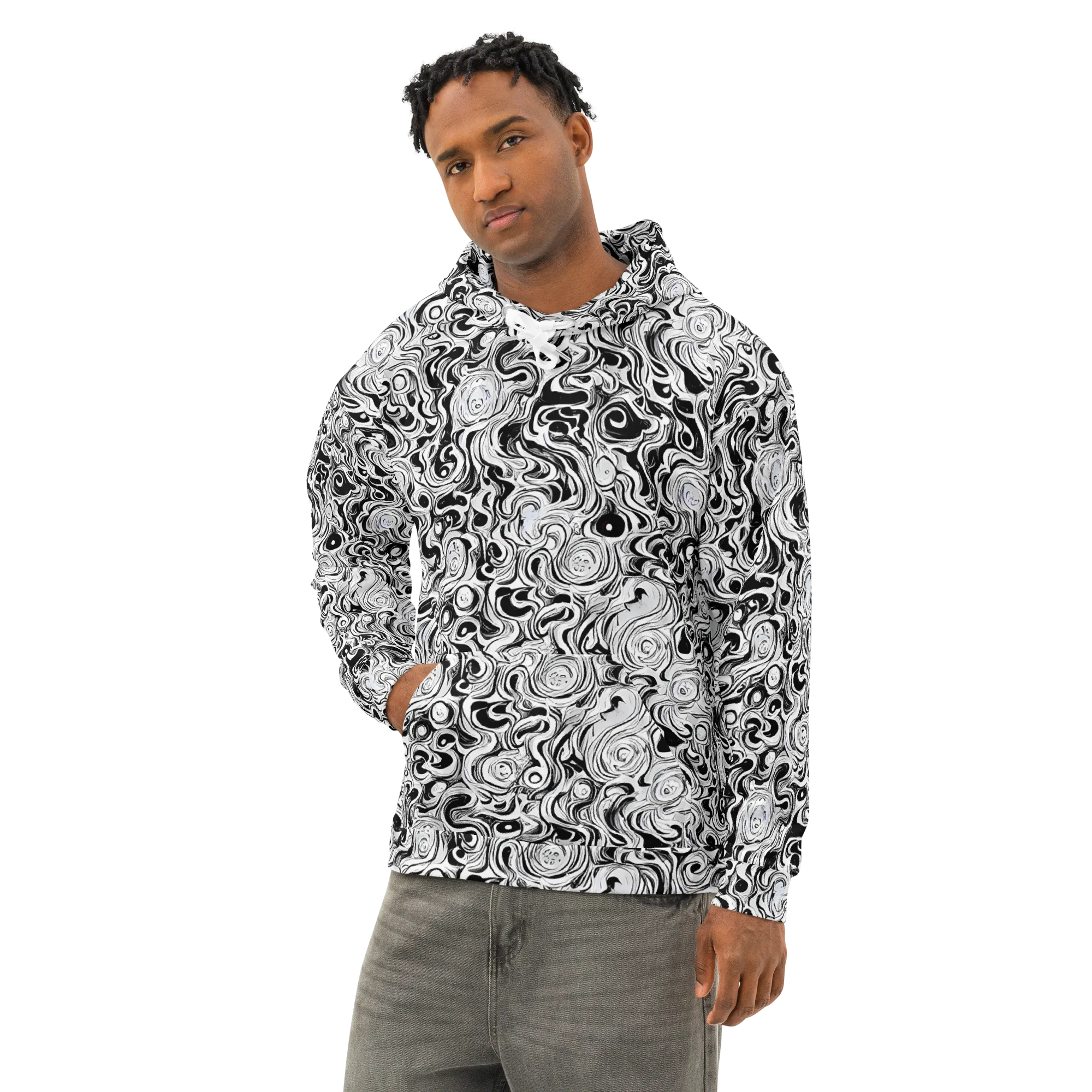 Whorl Theory on Cotton Hoodie — Left Front