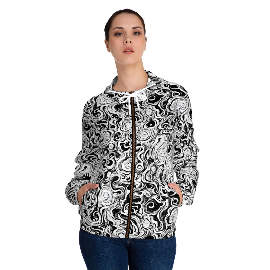 Whorl Theory on Women's Full-Zip Hoodie — Front On Person