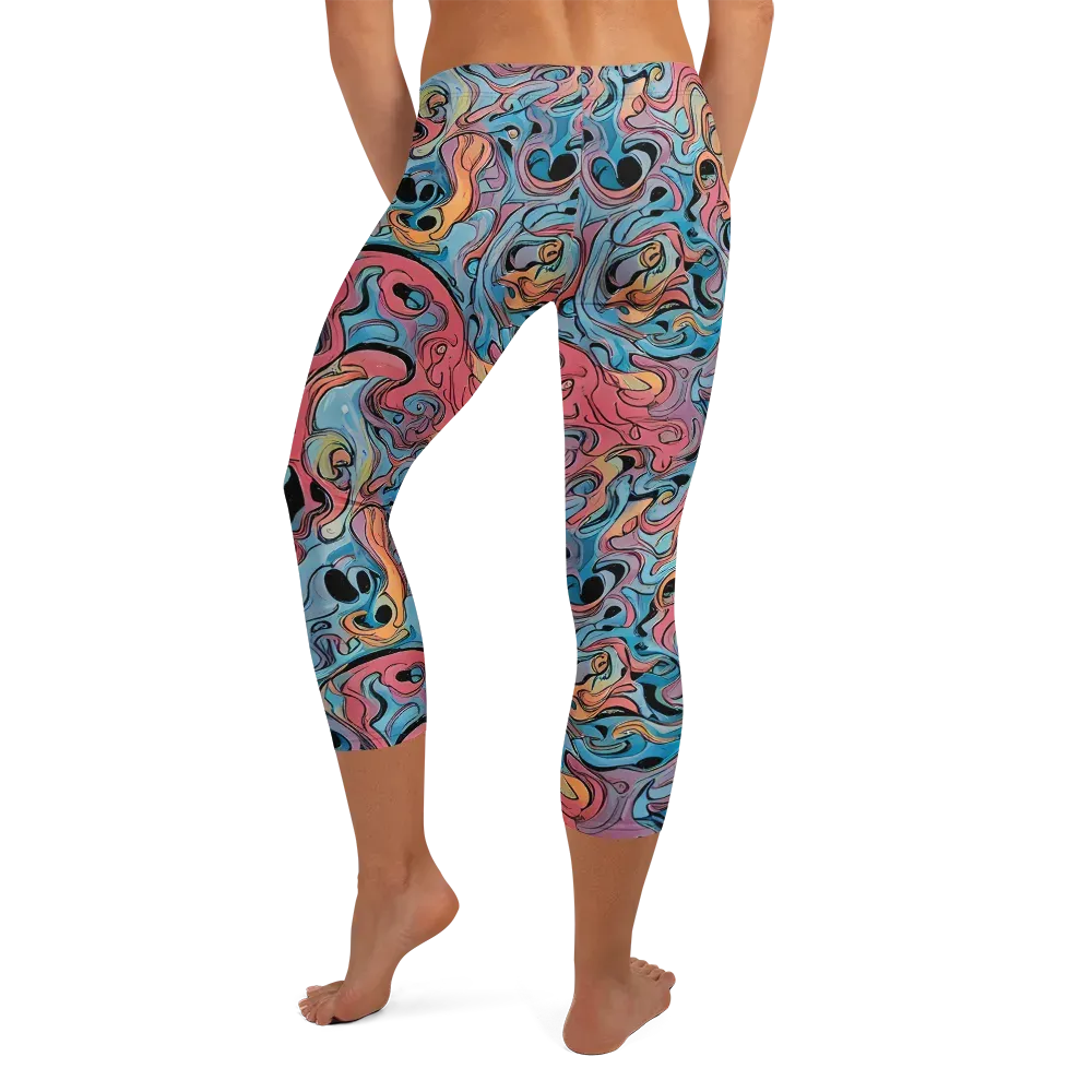 Electric Puddle on Capri Leggings — Back