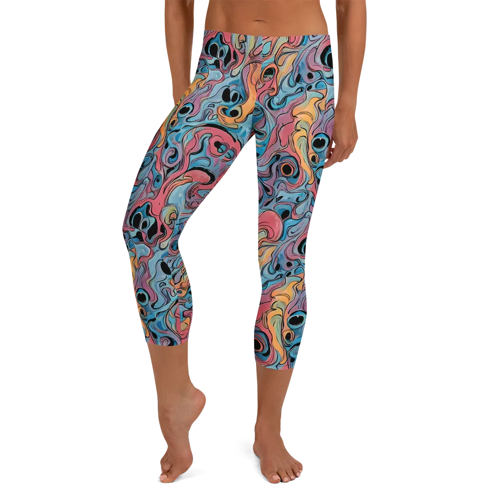 Electric Puddle on Capri Leggings — Front