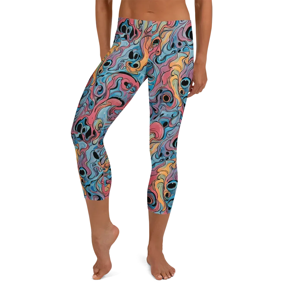 Electric Puddle on Capri Leggings — Front