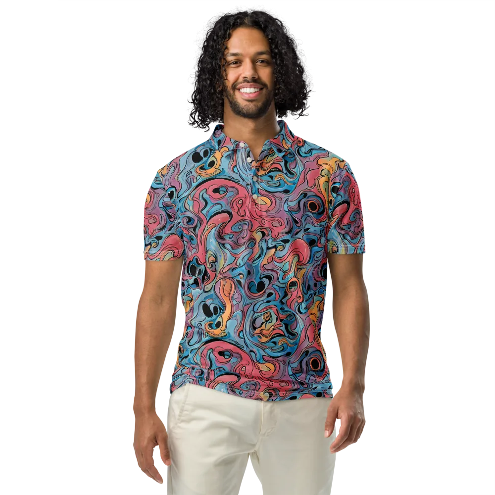 Electric Puddle on Men's Slim Fit Polo Shirt — Front
