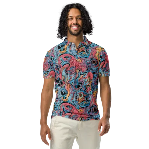 Electric Puddle on a Men's Slim Fit Polo Shirt
