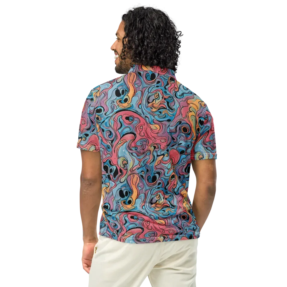 Electric Puddle on Men's Slim Fit Polo Shirt — Back