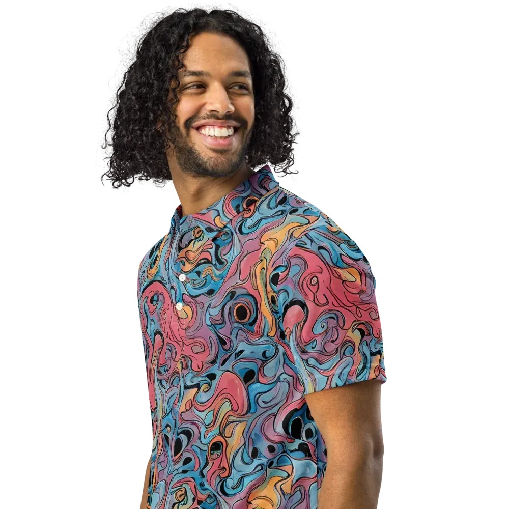 Electric Puddle on Men's Slim Fit Polo Shirt — Left Front