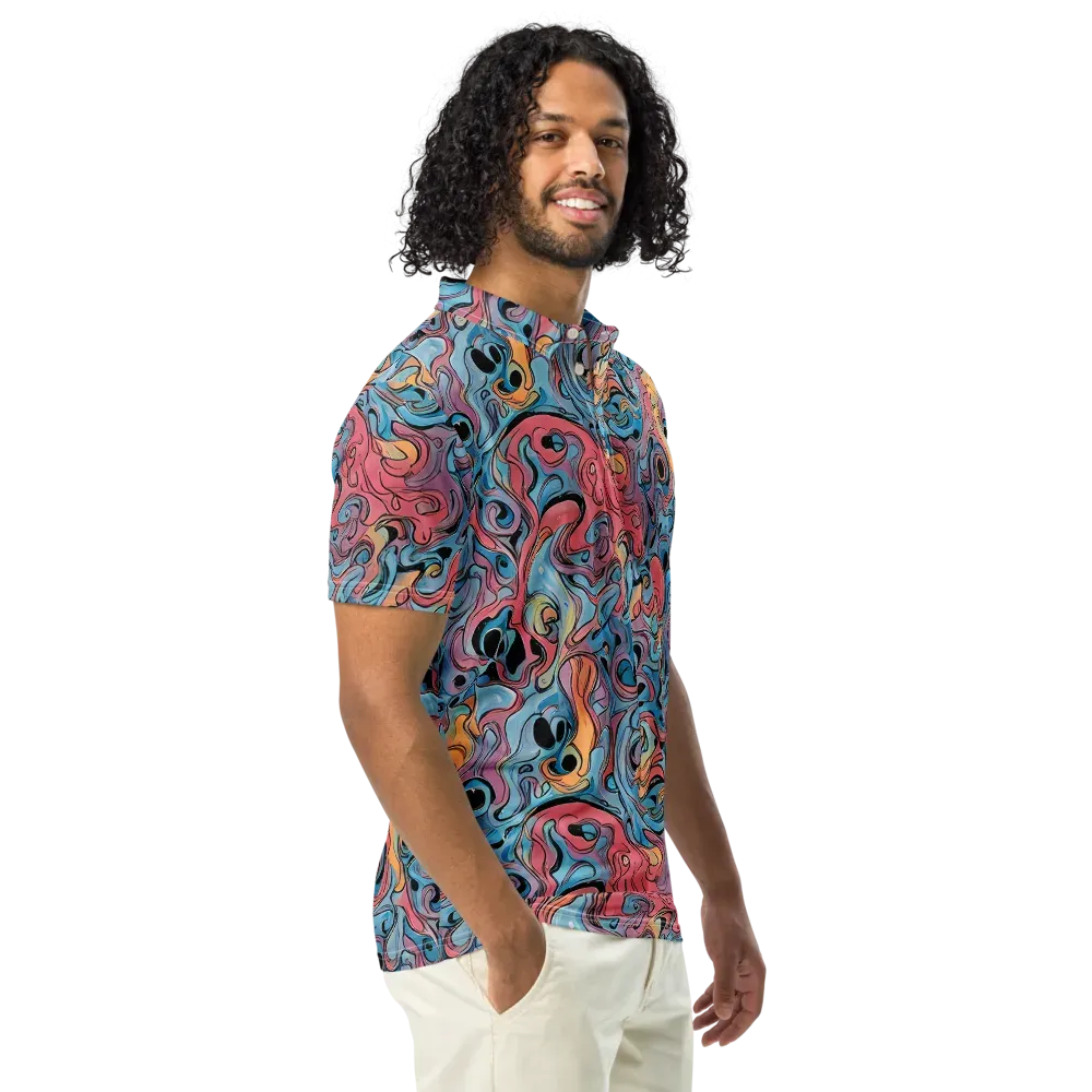 Electric Puddle on Men's Slim Fit Polo Shirt — Right Front