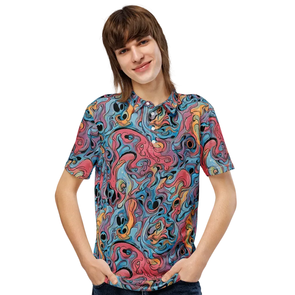 Electric Puddle on Men's Slim Fit Polo Shirt — Front