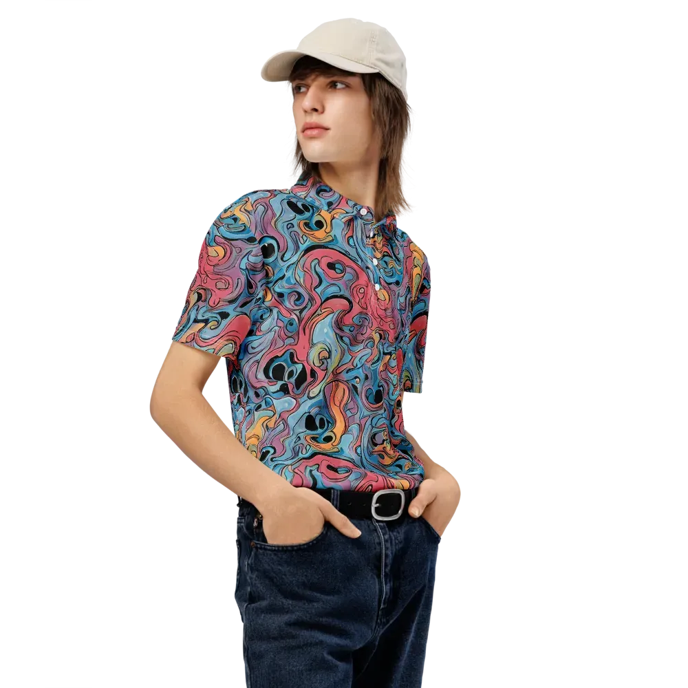 Electric Puddle on Men's Slim Fit Polo Shirt — Right Front