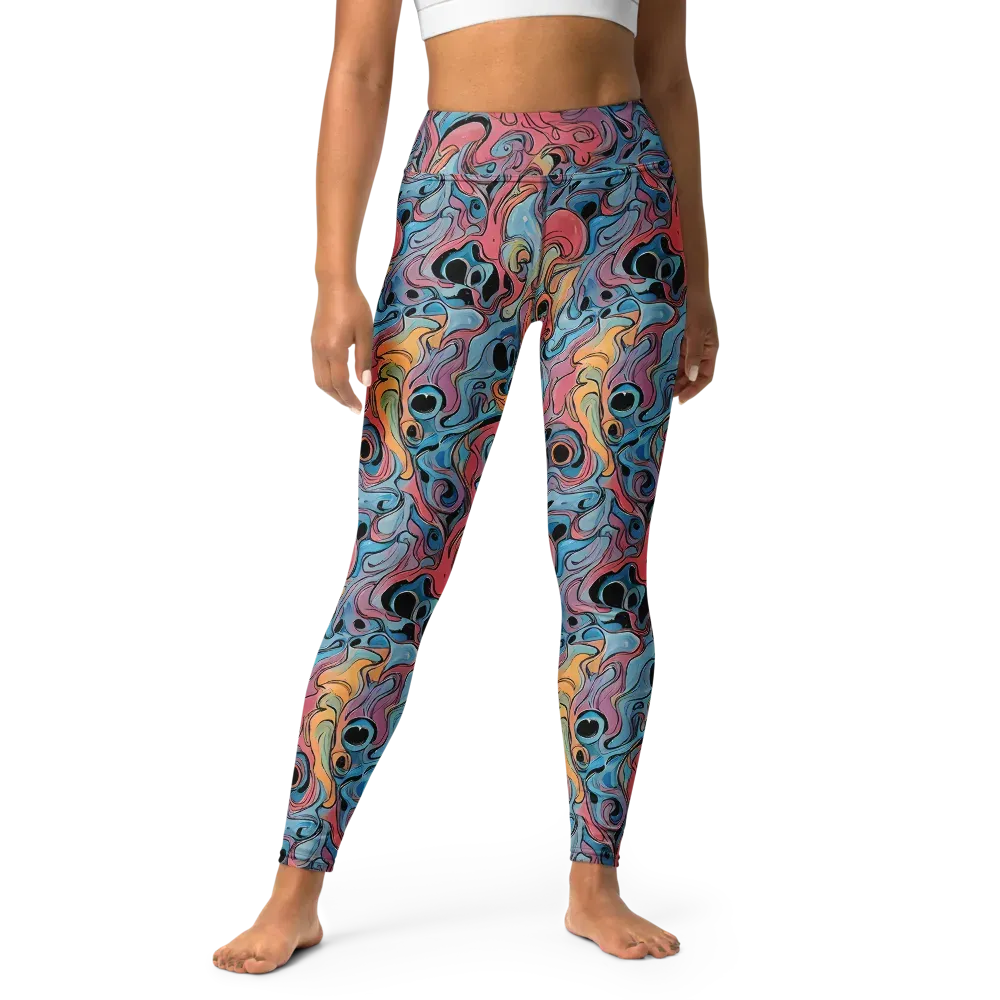 Electric Puddle on Yoga Leggings — Front