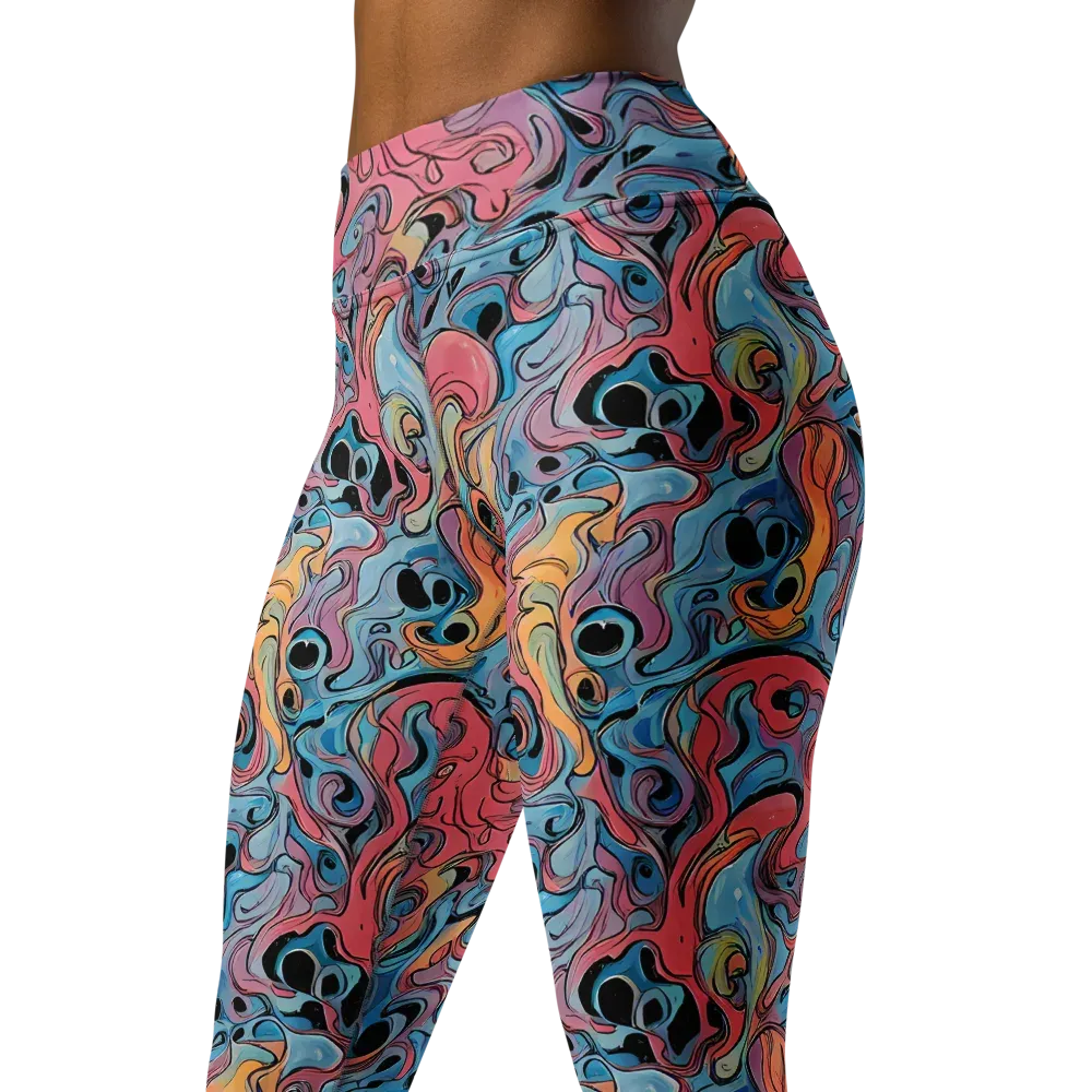 Electric Puddle on Yoga Leggings — Left Front
