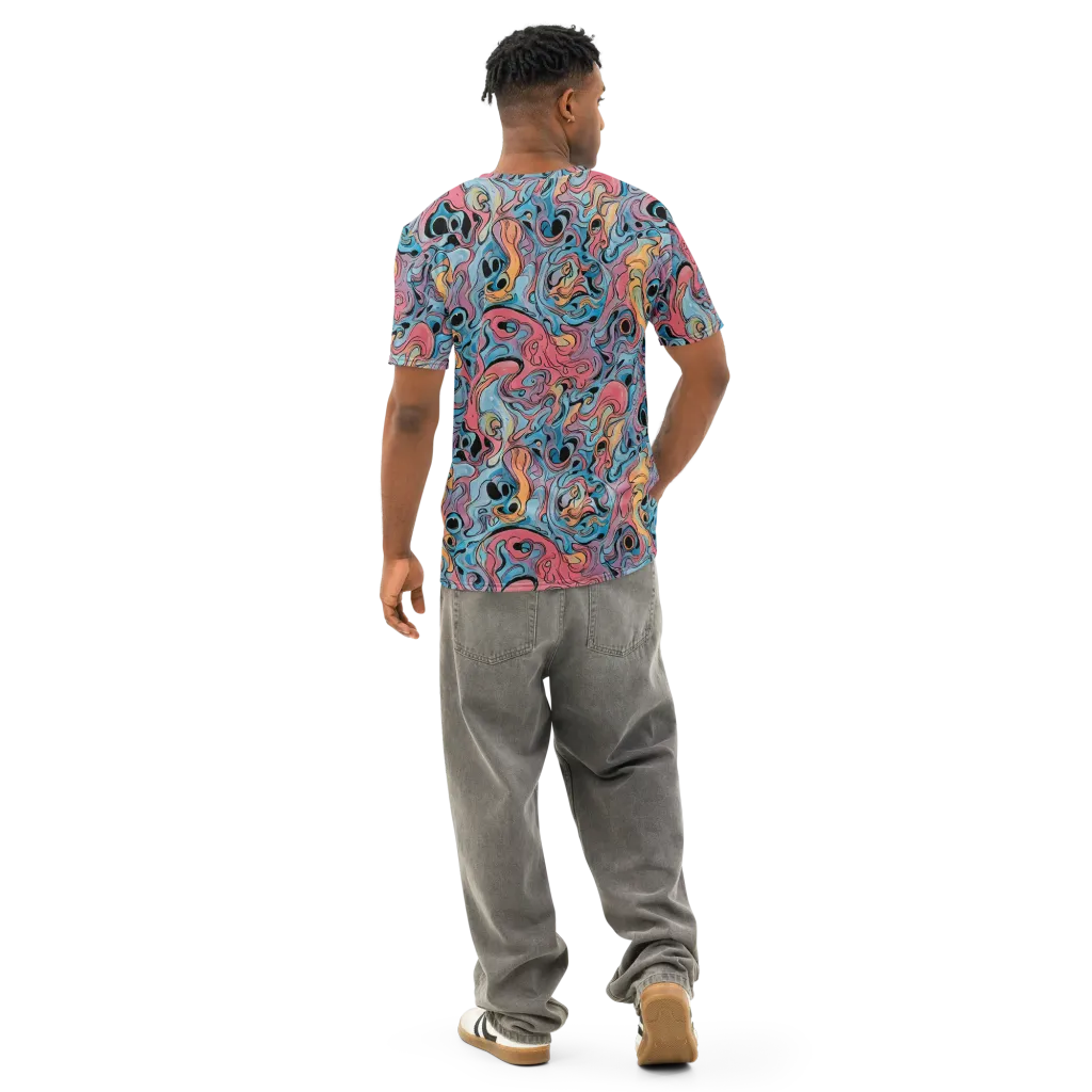 Electric Puddle on Men's Cotton Crew Neck T-Shirt — Back