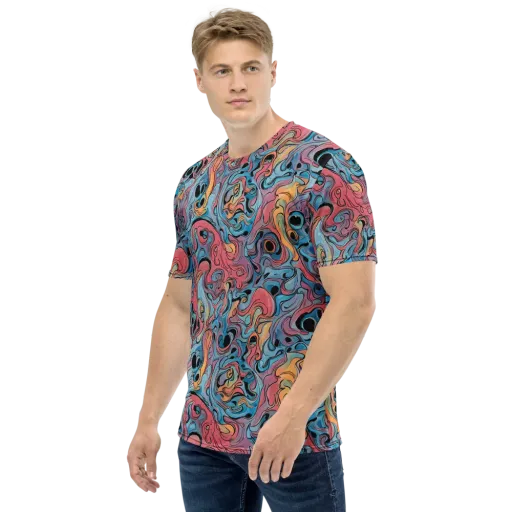 Electric Puddle on a Men's Crew Neck T-Shirt