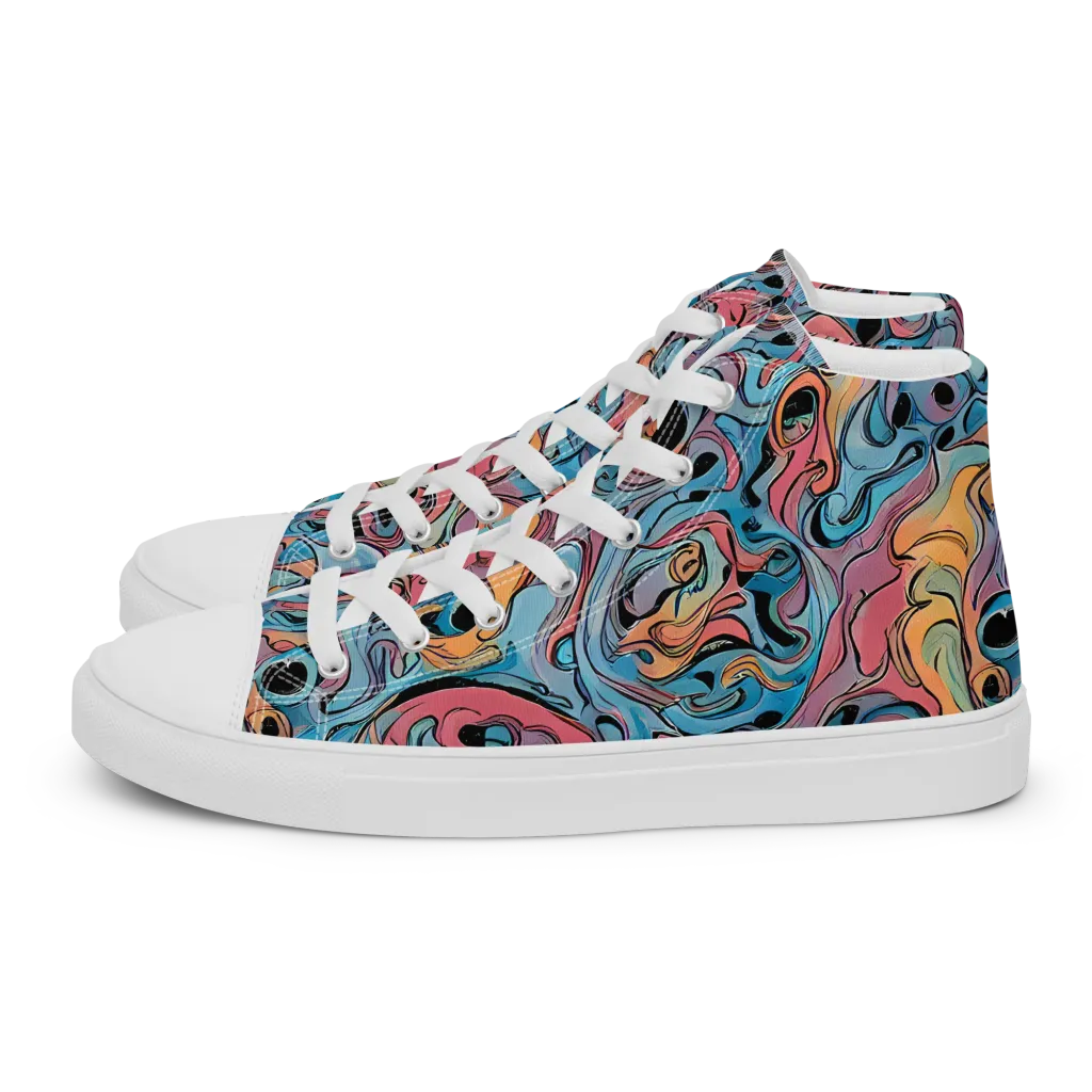 Electric Puddle on Men's High Top Canvas Shoes — Left