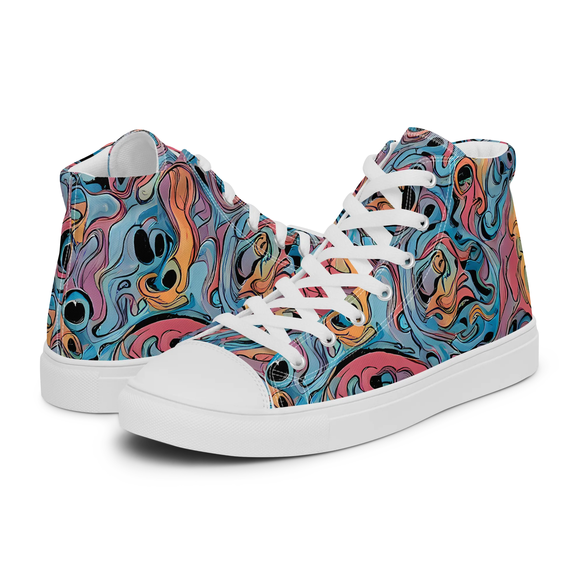 Electric Puddle on Men's High Top Canvas Shoes — Left