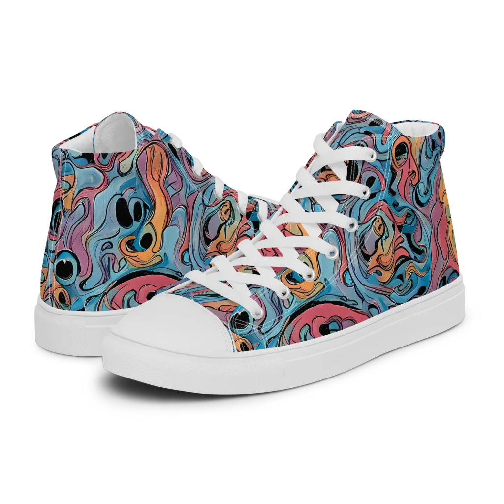 Electric Puddle on Men's High Top Canvas Shoes — Left