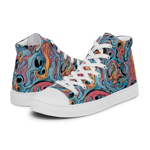 Electric Puddle on a Men's High Top Canvas Shoes
