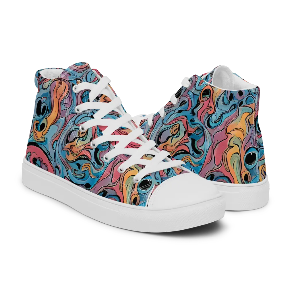 Electric Puddle on Men's High Top Canvas Shoes — Right